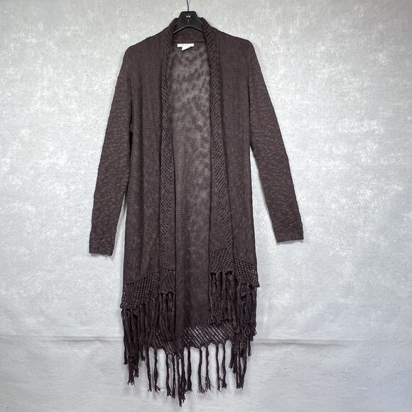 Ariat Sweaters - Ariat Sweater Womens SZ Medium Brown Fringe Cardigan Modern Fit Knit Long Sleeve